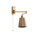 Helnys Wooden Wall Lamp Sconce with Pull Chain Switch for Bedroom and Bathroom