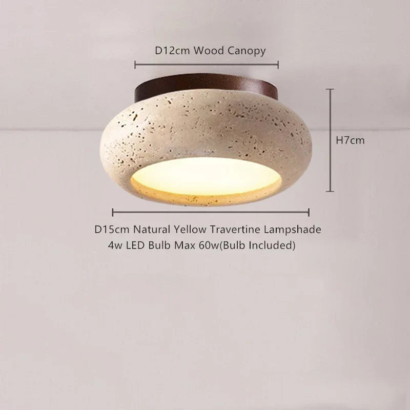 Helnys Yellow Travertine LED Ceiling Light - Wabi Sabi Home Decor