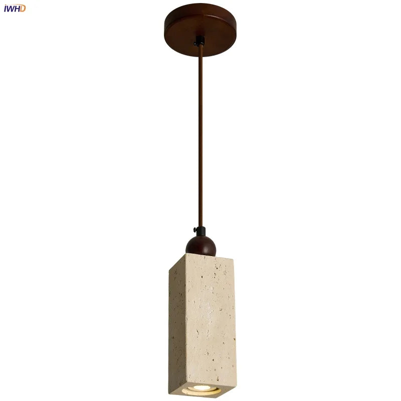 Helnys Natural Yellow Cave Stone LED Pendant Lights for Home Decor