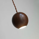 Helnys Black Walnut LED Pendant Lamp with Round Lampshade for Stylish Home Decor