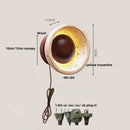 Helnys Vintage LED Wall Light Fixture Wood Natural Stone Bedside Lamp