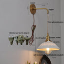 Helnys LED Ceramic Brass Wall Light Fixture Pull Chain Switch Bedside Lamp