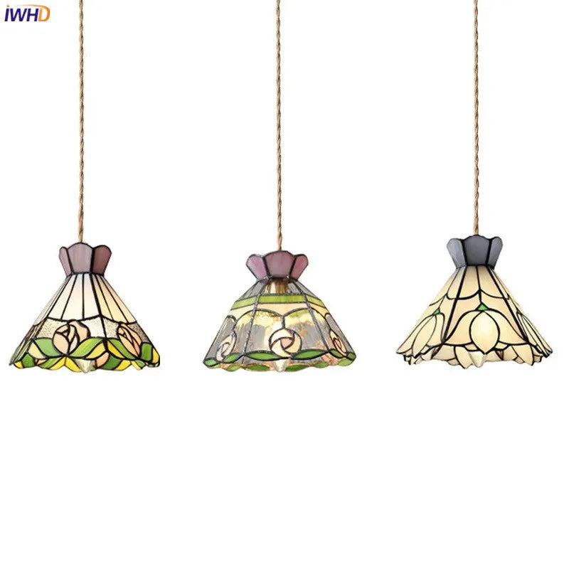 Helnys Flower Glass Copper Hanging Lamp: Nordic Modern LED Pendant Light