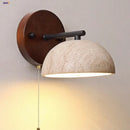 Helnys Canopy LED Wall Light Yellow Travertine Bedside Lamp Modern Iron Fixture