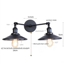 Helnys Gold Vintage 2 Heads LED Wall Lights Industrial Pull Chain Switch Lamp