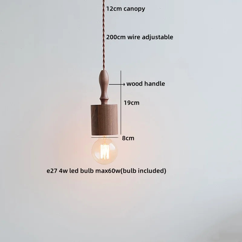 Helnys Ceramic Wood Copper LED Pendant Light Stair Bar Bedroom Cafe Hanging Lamp