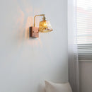 Helnys LED Wall Lamp Amber Glass Wood Switch Living Room Stair Light