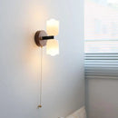Helnys Nordic LED Wall Sconce White Glass Walnut Wood Stair Light