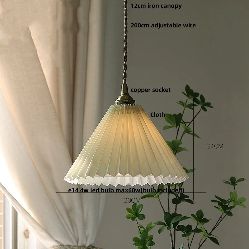Helnys White Cloth LED Pendant Lights Japan Style Hanging Lamp