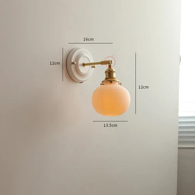 Helnys Ceramic LED Wall Light with Knob Switch, Nordic Japanese Style Sconce