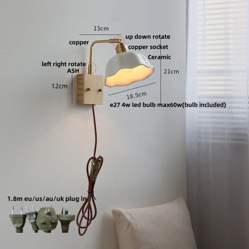 Helnys Rotatable LED Wall Light with Pull Chain Switch - Nordic Modern Design