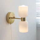 Helnys LED Wall Lamps 2 Heads White Glass Stair Light Pull Chain Switch