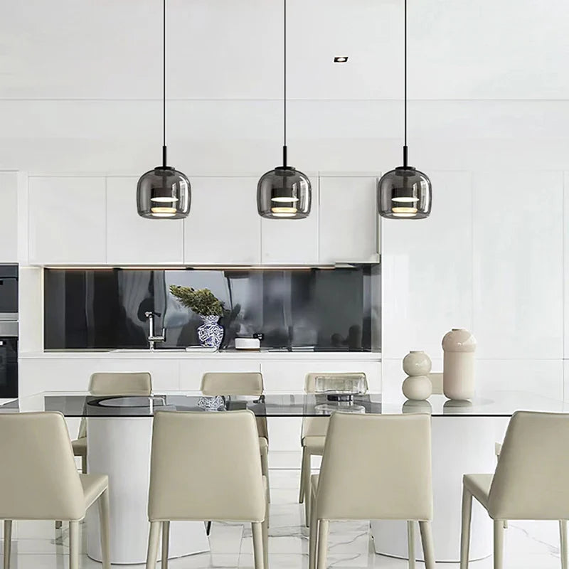Helnys Nordic LED Pendant Lights 8W Smoky Glass Hanglamp