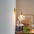 Helnys Green Class Ball LED Wall Light Fixture - Copper Socket Pull Chain Switch