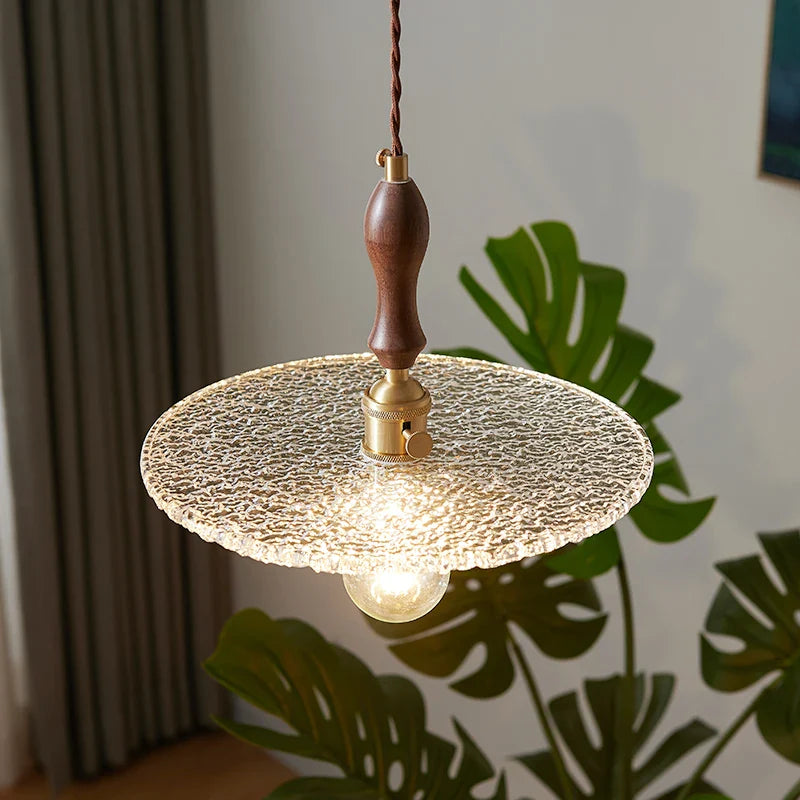 Helnys LED Pendant Lamp Walnut Copper Glass Luminaire Suspendisse