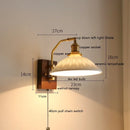 Helnys Nordic Copper LED Wall Lights Fixtures Switch Walnut Wall Lamp