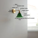 Helnys Vintage Industrial LED Wall Light with Green Glass and Wood