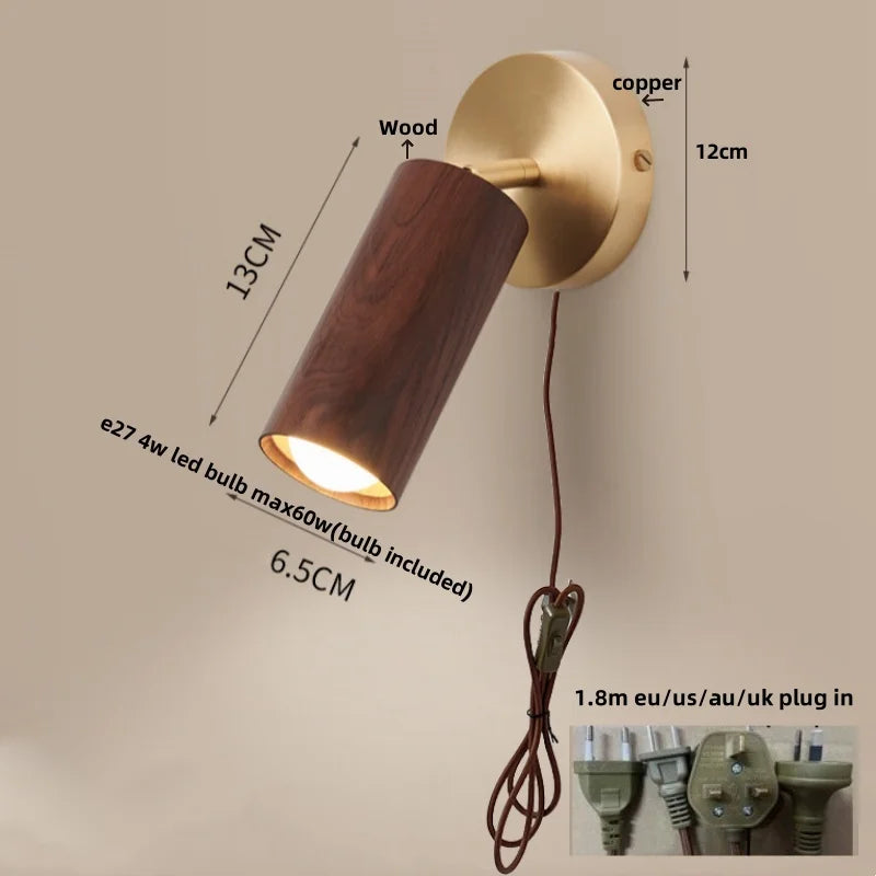Helnys Nordic LED Wall Light - Modern Wood Indoor Lamp for Home Decor