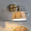 Helnys LED Ceramic Brass Wall Light Fixture Pull Chain Switch Bedside Lamp