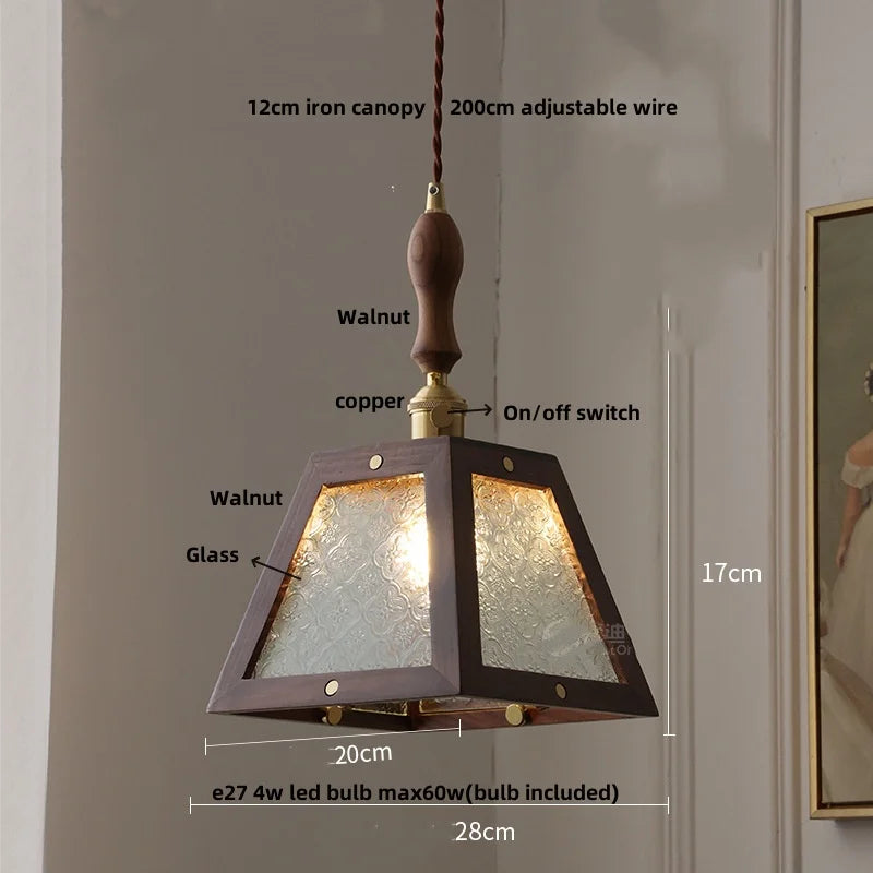 Helnys Ash Wood LED Pendant Lamp with Copper Socket - Adjustable Hanging Lights