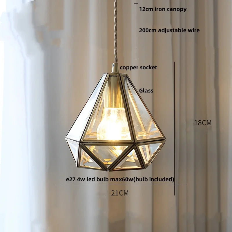 Helnys Blue Glass LED Pendant Light - Nordic Modern Adjustable Hanging Lamp
