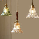 Helnys Glass LED Pendant Lamp Walnut Wood Nordic Modern Hanging Light