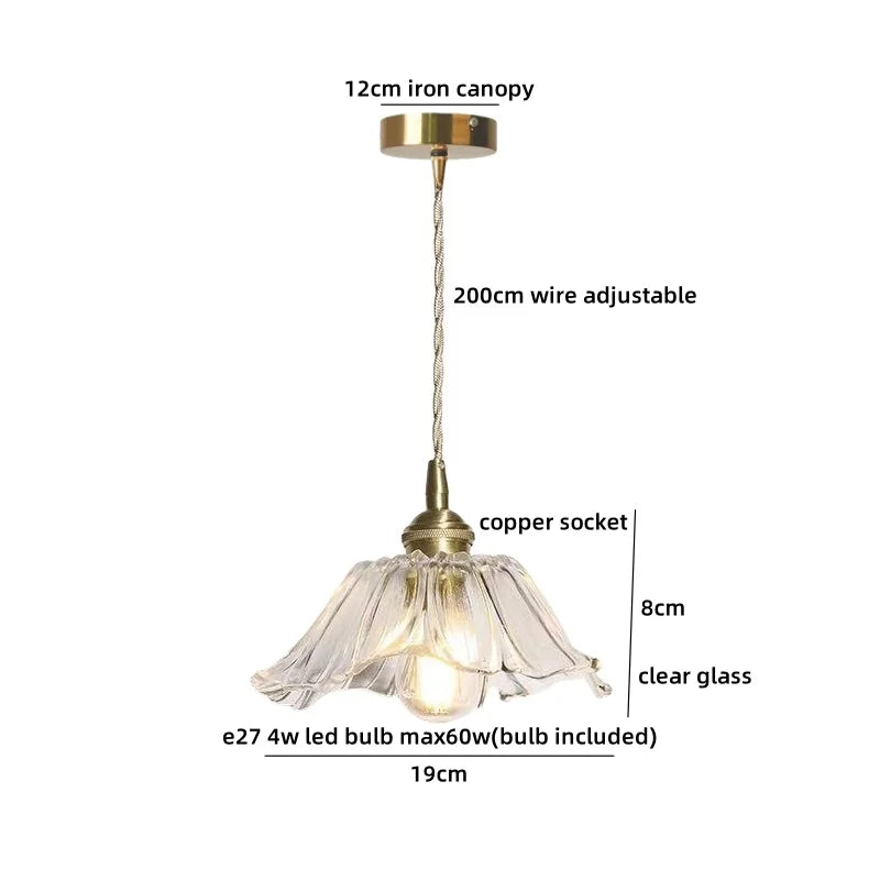 Helnys Crystal Glass LED Pendant Lights - Japan Style Hanging Lamp Fixtures