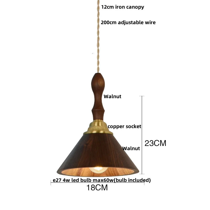 Nordic Modern LED Pendant Light with Wood and Glass Lampshade by Helnys