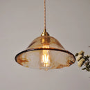Helnys Amber Glass LED Pendant Light Fixture with Adjustable Wire - Vintage Copper Hanging Lamp