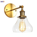 Helnys Glass Gold LED Wall Sconces Iron Loft Retro Home Decor Bedroom Lamp