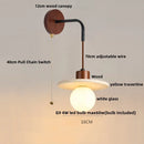 Helnys Adjustable LED Wall Lamp Pull Chain Switch Wood Nordic Modern Yellow Travertine