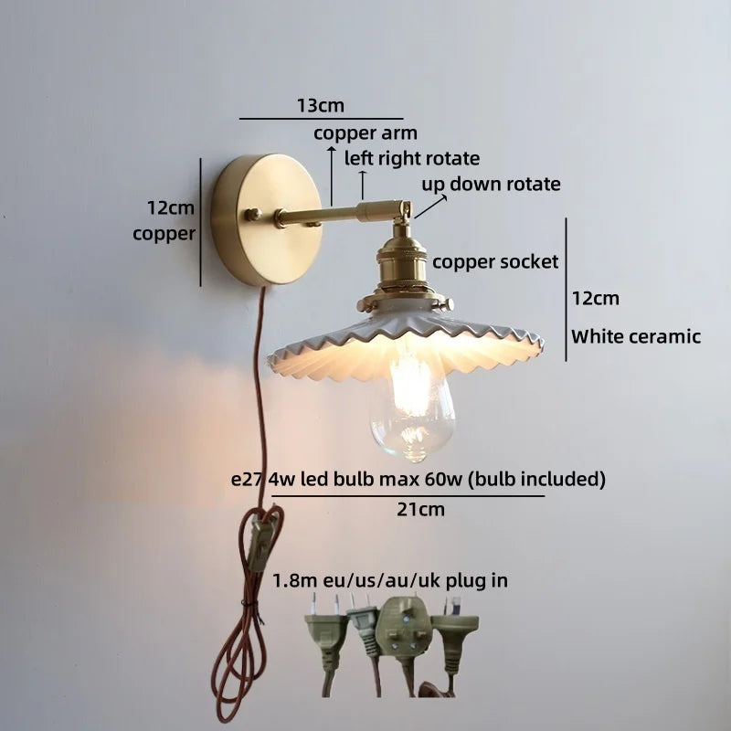 Helnys Ceramic LED Wall Light for Indoor Decor, Stair Lighting, Living Room, Balcony