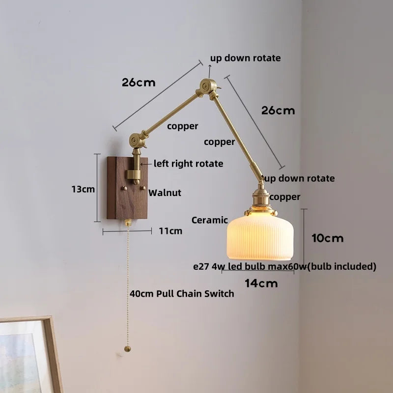 Helnys Rotatable Wood LED Wall Sconce 2 Arms Stair Light
