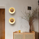 Helnys Vintage LED Wall Light Fixture Wood Natural Stone Bedside Lamp