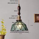 Helnys Brass Vintage LED Pendant Light Fixture Walnut Wood Glass Dining Room Lamp