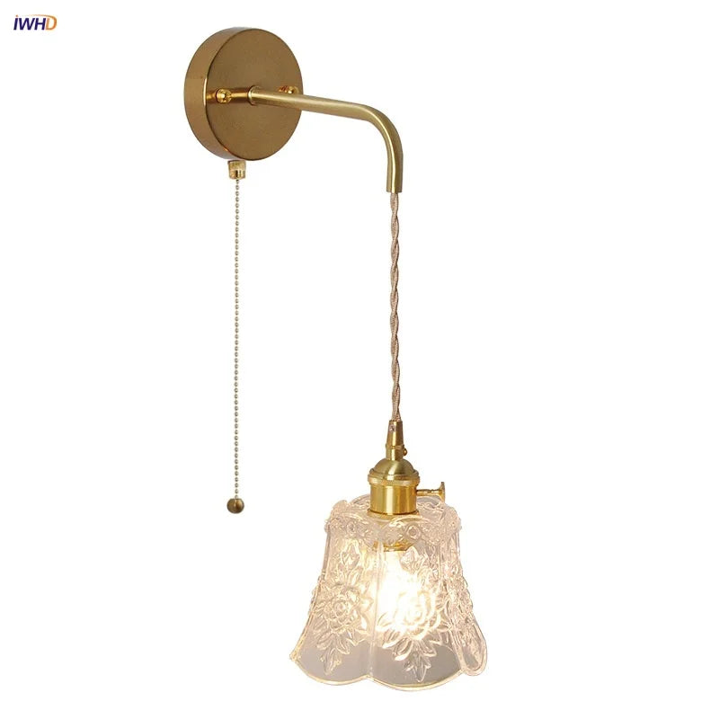 Helnys Clear Glass Adjustable LED Wall Light Fixture Copper Wall Lamps