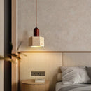 Helnys Adjustable LED Pendant Lights Yellow Travertine Wood Base Nordic Modern Hang Lamp