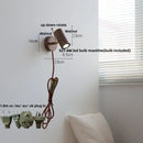 Helnys Nordic Modern Walnut Wood Wall Light with LED, Glass Shade & Pull Chain Switch