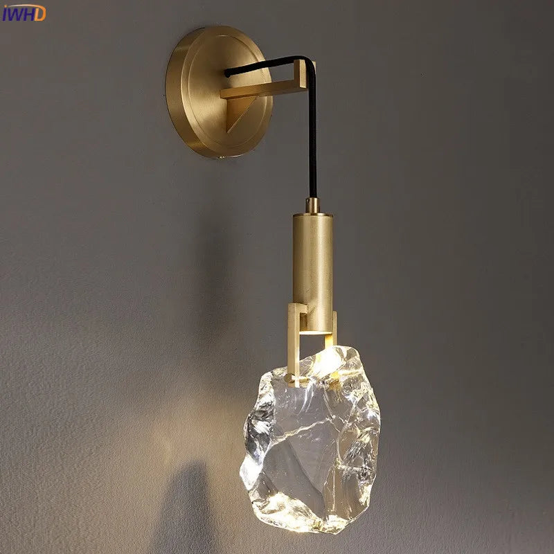 Helnys Crystal LED Wall Lights - Nordic Copper Modern Indoor Decor Wandlamp
