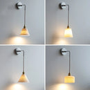 Helnys Nordic LED Wall Light Pull Chain Switch Adjustable Sconce White Ceramic