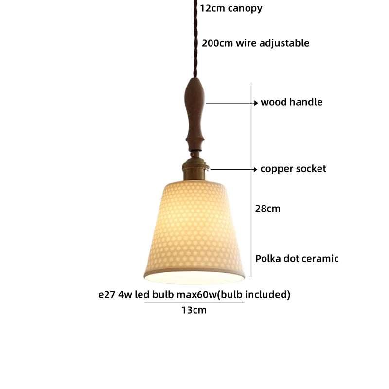 Helnys Ceramic LED Pendant Light Home Decor Hanglamp