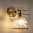 Helnys Copper Rotate LED Wall Light with Pull Chain Switch - Modern Glass Bedside Lamp