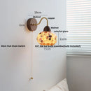 Helnys Tiffany Style LED Wall Sconce Pull Chain Switch Colorful Glass Stair Light