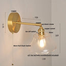 Helnys Nordic LED Wall Light Glass Up Down Rotate Copper Bedside Lamp