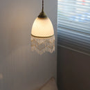 Helnys Vintage Tassel Pendant Light with LED and White Glass