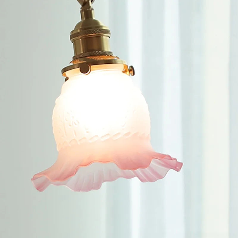 Helnys Pink Glass LED Swing Arm Wall Sconce