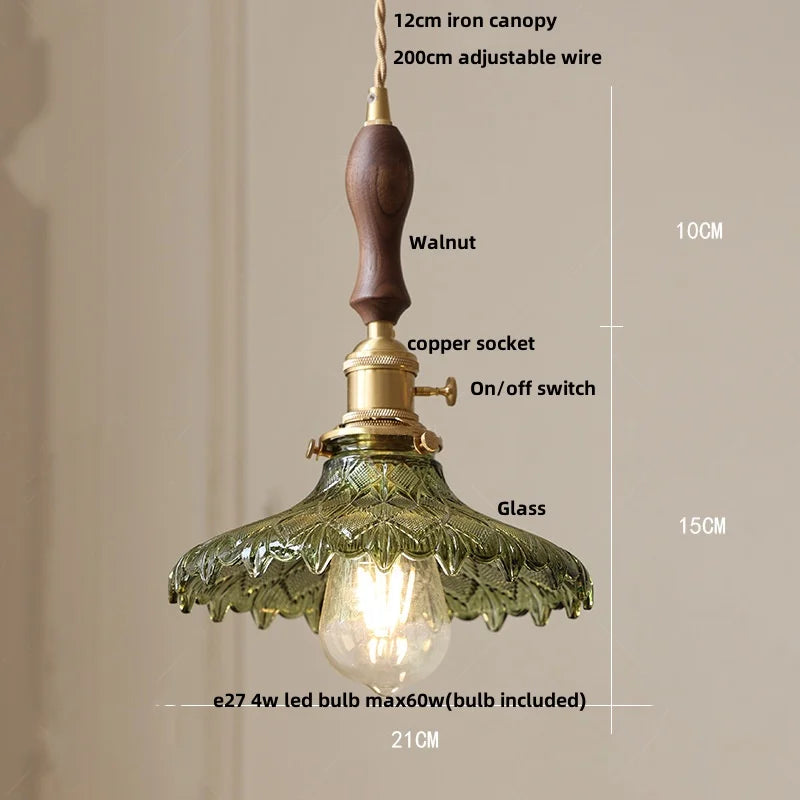 Helnys Glass Brass LED Pendant Light for Home Decor Dining Room Study