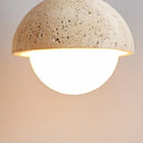 Helnys Stone Wood LED Pendant Lights with White Glass Ball - Nordic Modern Hanging Lamp