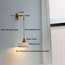 Helnys Nordic LED Wall Light Pull Chain Switch Glass Adjustable Stair Sconce