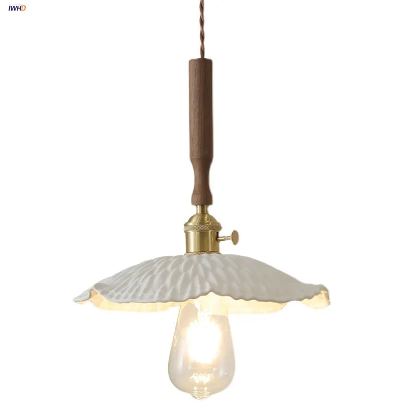 Helnys Nordic LED Pendant Light with Ceramic Copper Knob Switch